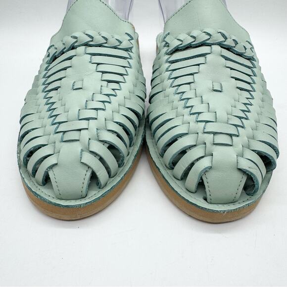 Espiritu Mint Huarache Mule Leather Woven Slip On Sandals Size 10 Boho Comfort - Picture 7 of 12